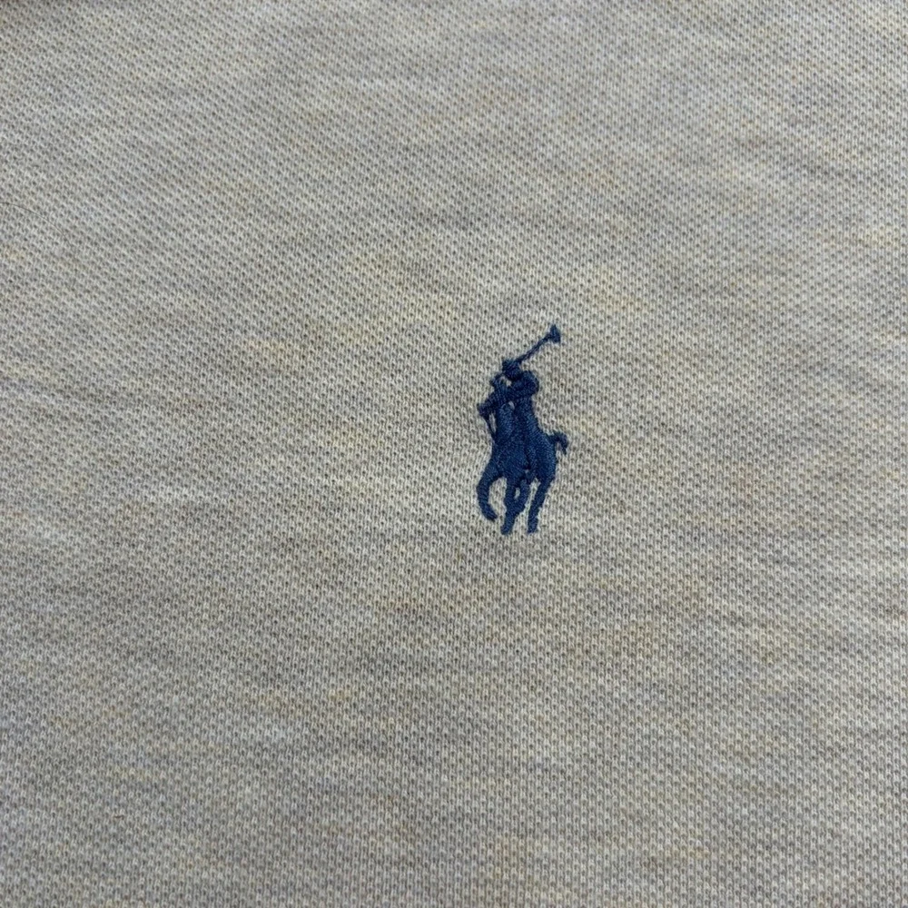 Polo Ralph Lauren Polo Shirt Men XL Beige Long Sleeve Cotton Pique Pony‎ Logo
